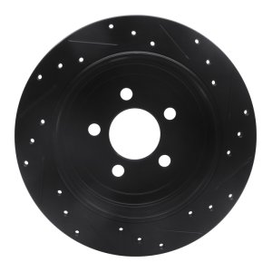 Dodge Nitro Brake Rotor (1) - Rear Left - R1 Concepts - Drilled & Slotted - Black - `07-`12